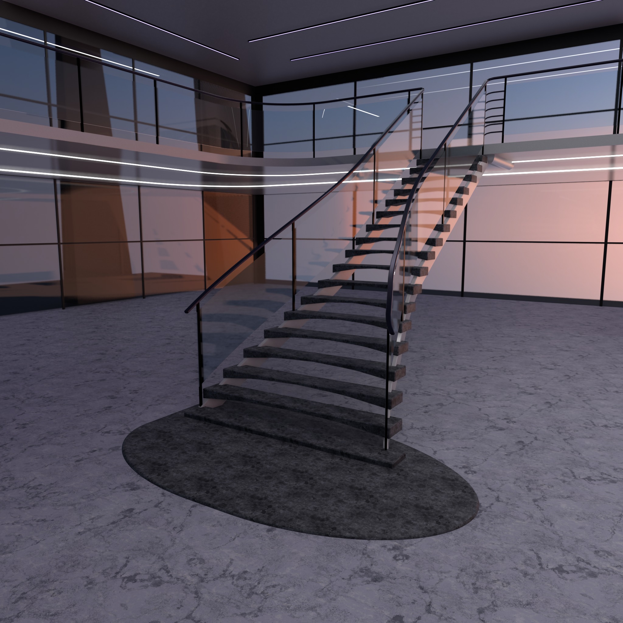 3D Ladder future exhibition interior and exterior mall 3D model_2