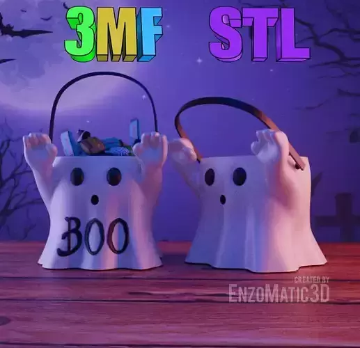 ghost Boo horror halloween Candy bucket Halloween STL 3MF