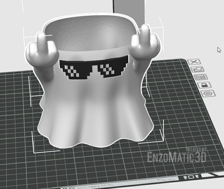 ghost with finger fuck you Candy bucket Halloween STL 3MF 3D print model_4