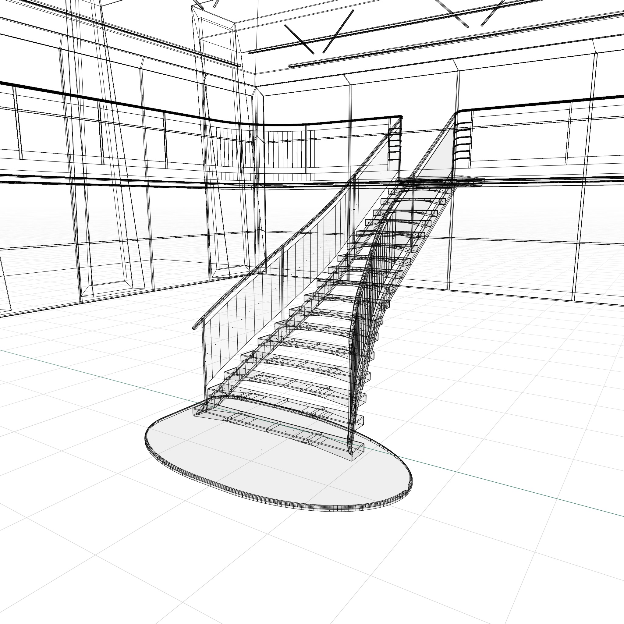 Futuristic mall Ladder future exhibition interior and exterior 3D model_28