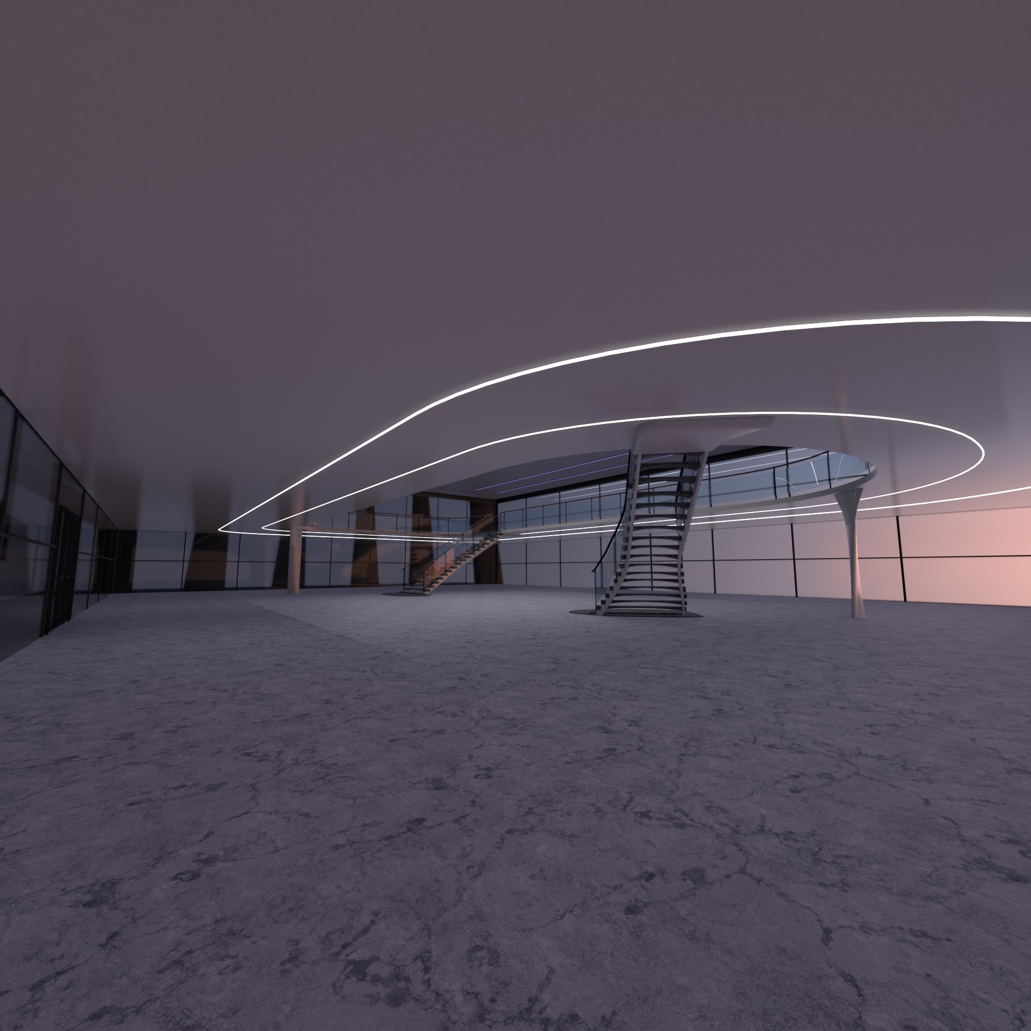 Futuristic mall Ladder future exhibition interior and exterior 3D model_33