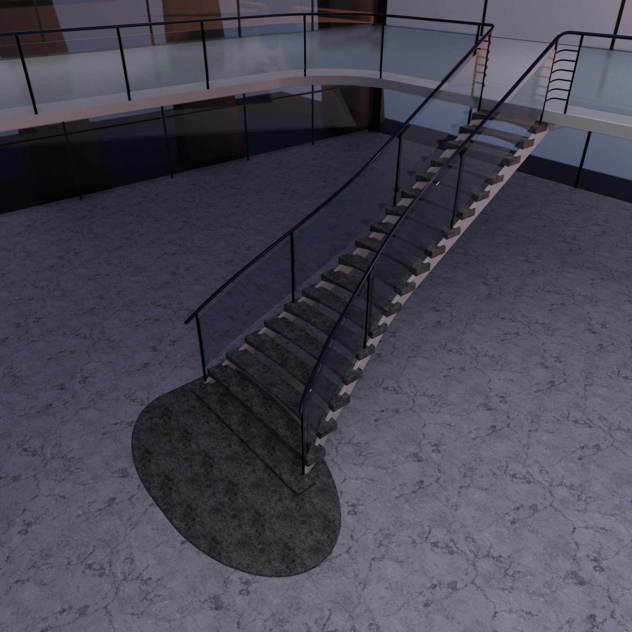 Futuristic mall Ladder future exhibition interior and exterior 3D model_16