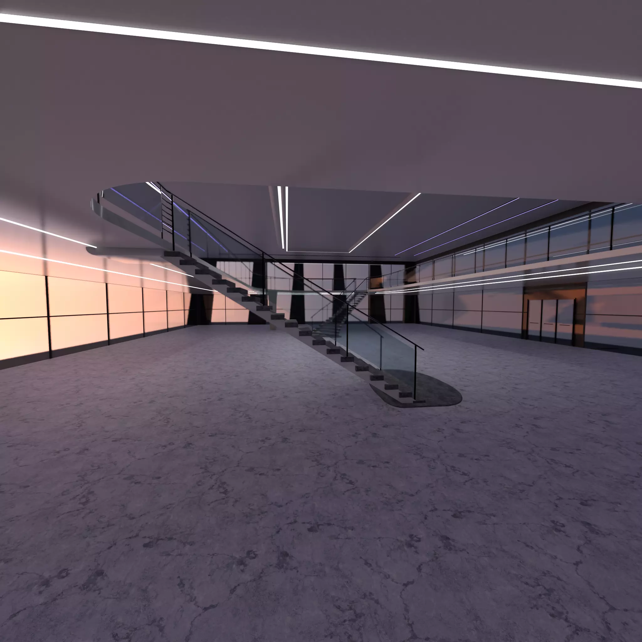 Futuristic mall Ladder future exhibition interior and exterior 3D model_0