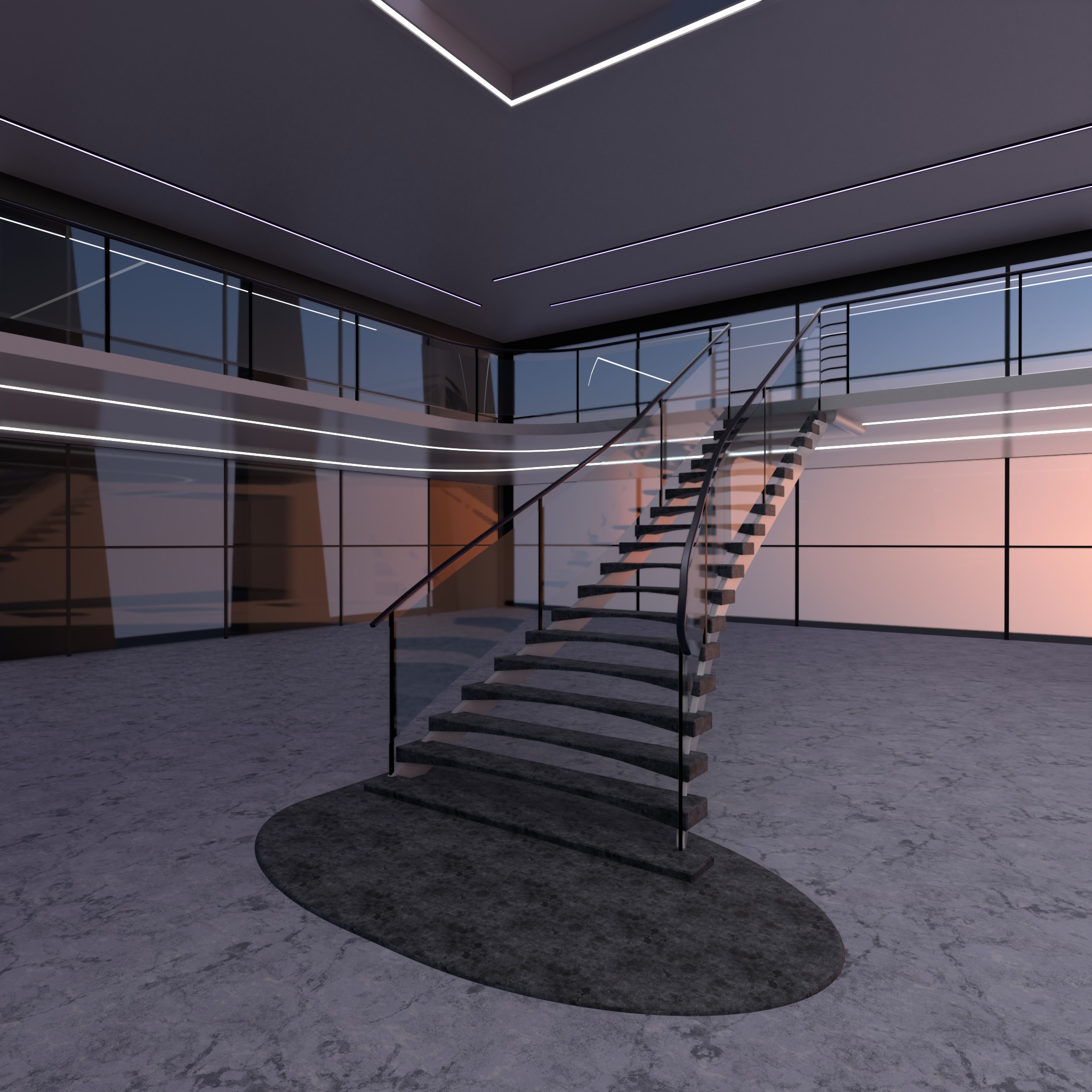 Futuristic mall Ladder future exhibition interior and exterior 3D model_2