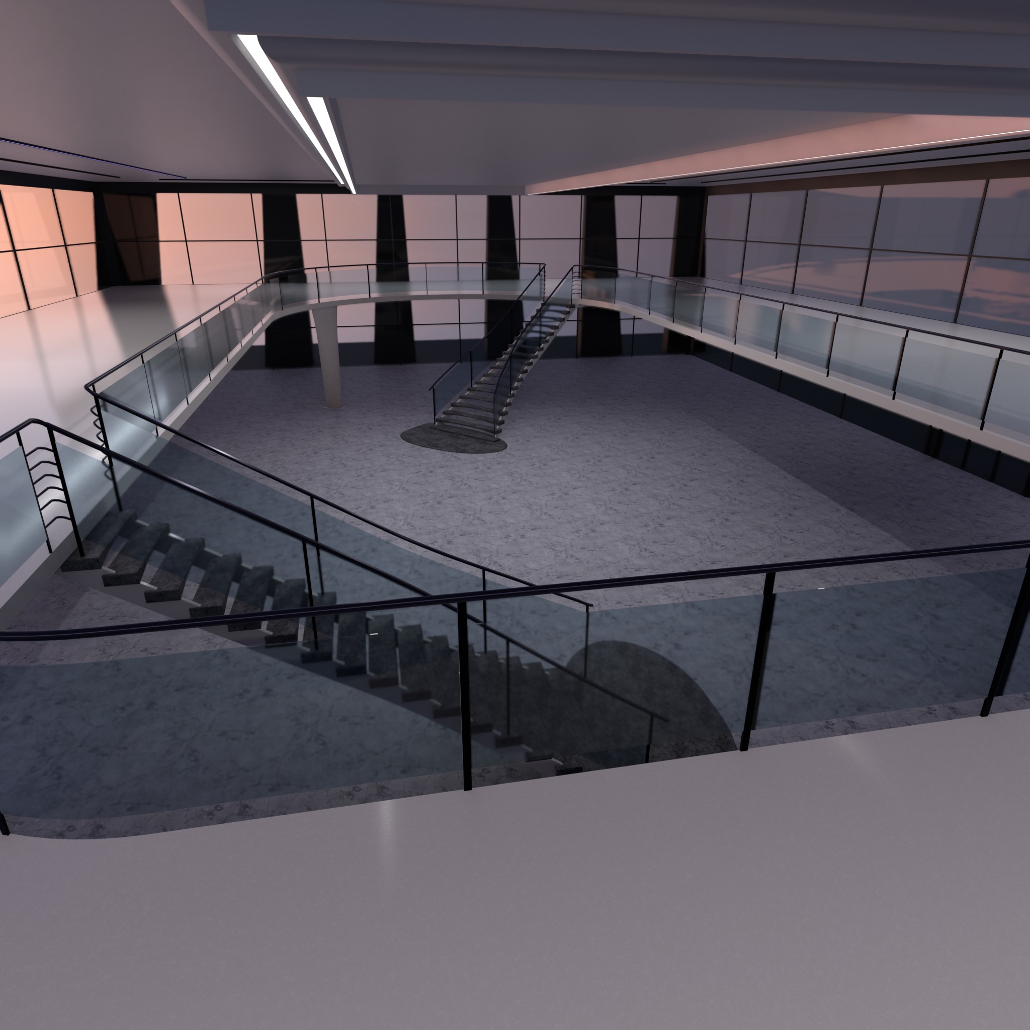 Futuristic mall Ladder future exhibition interior and exterior 3D model_7