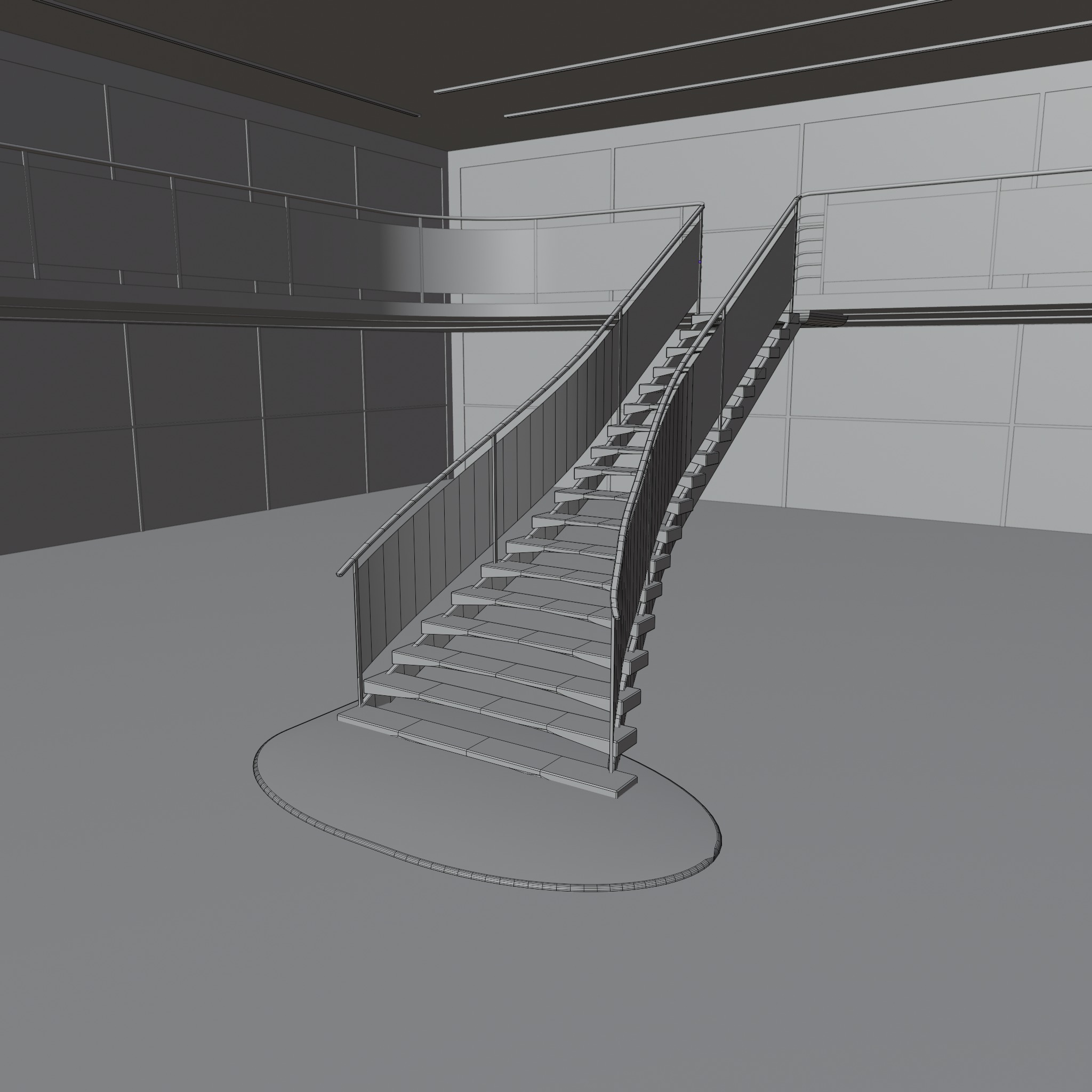 Futuristic mall Ladder future exhibition interior and exterior 3D model_25