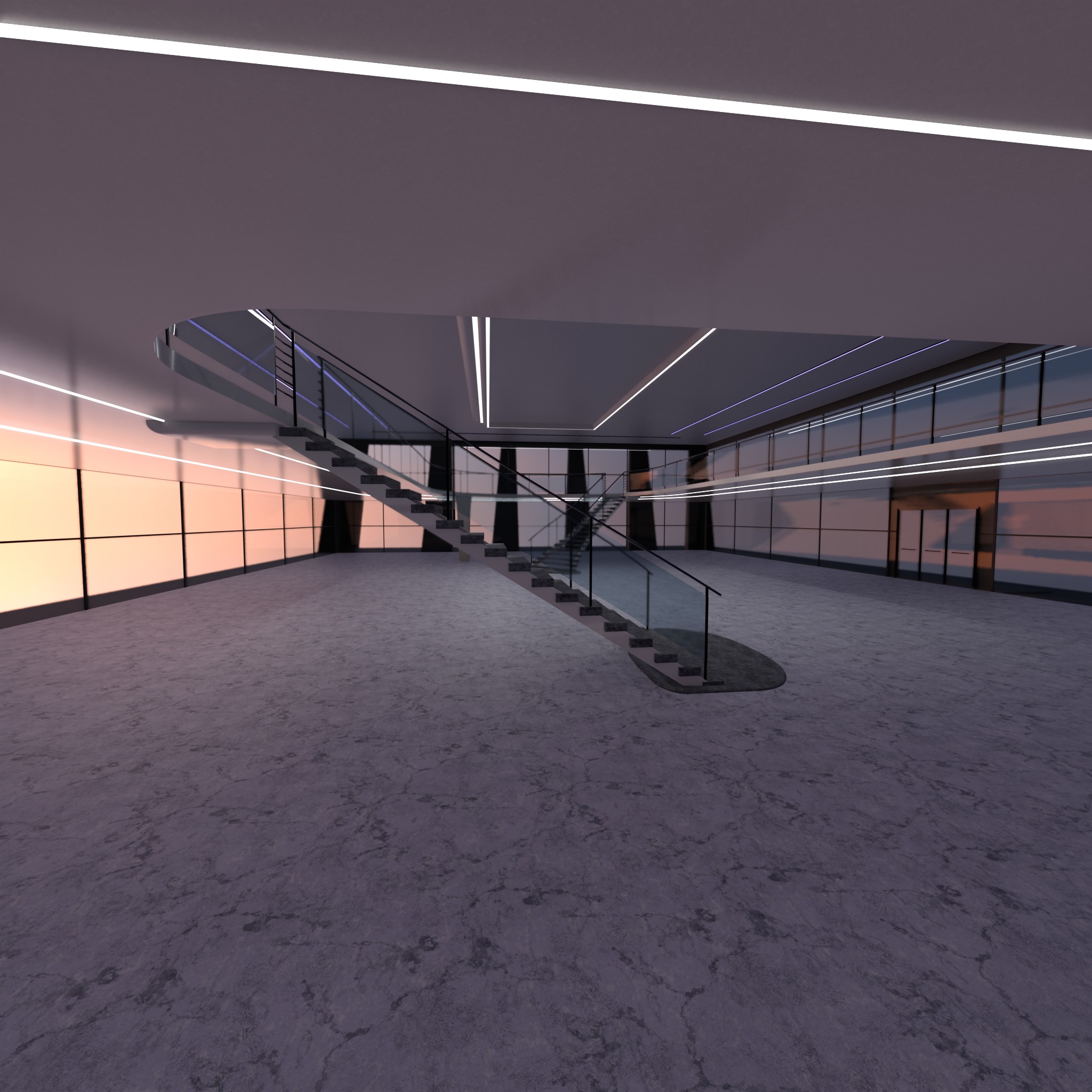 Futuristic mall Ladder future exhibition interior and exterior 3D model_34
