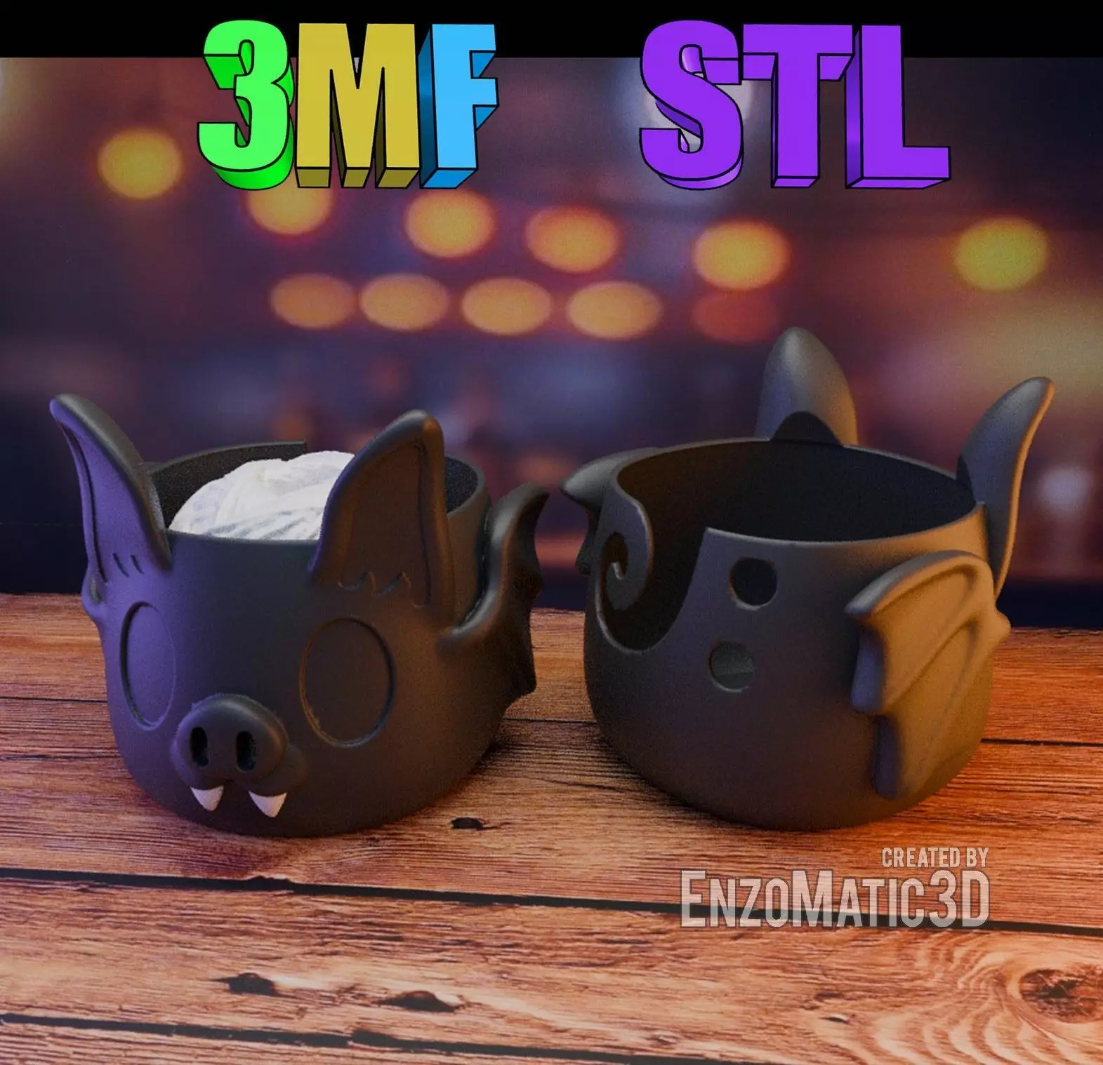 Bat shaped bowl crochet bowl STL 3MF 3D print model_0