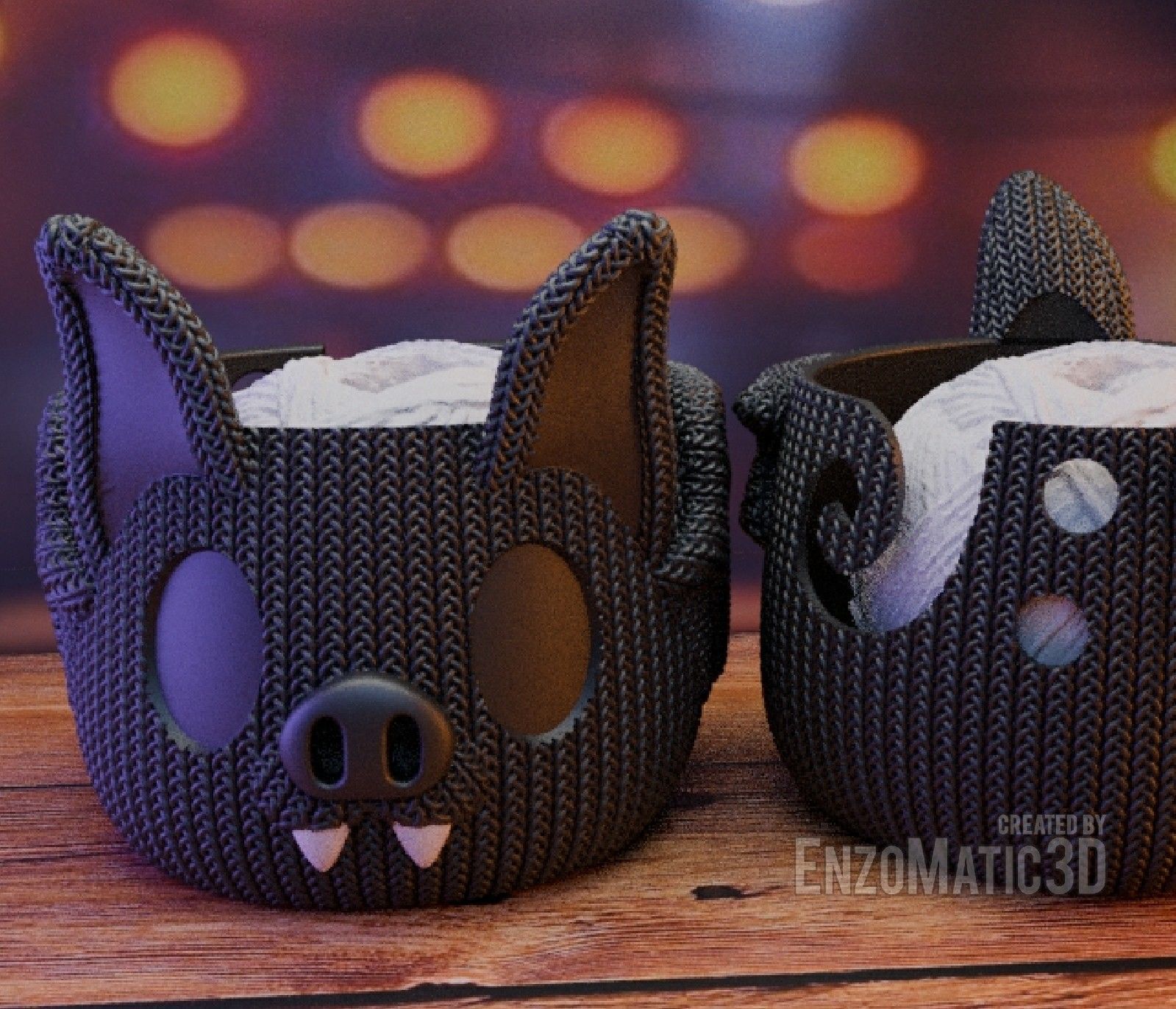 bowl knitted Bat Crochet bowl STL 3MF 3D print model_1