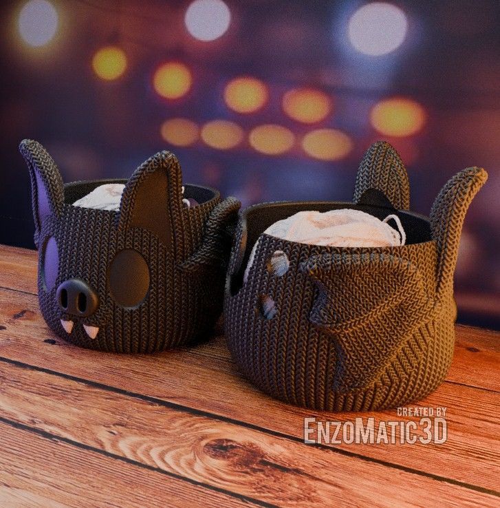 bowl knitted Bat Crochet bowl STL 3MF 3D print model_3
