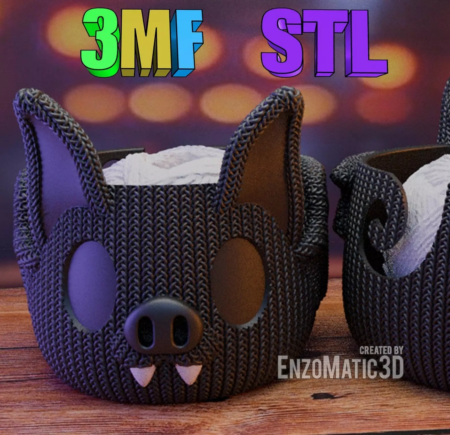 bowl knitted Bat Crochet bowl STL 3MF 3D print model_0