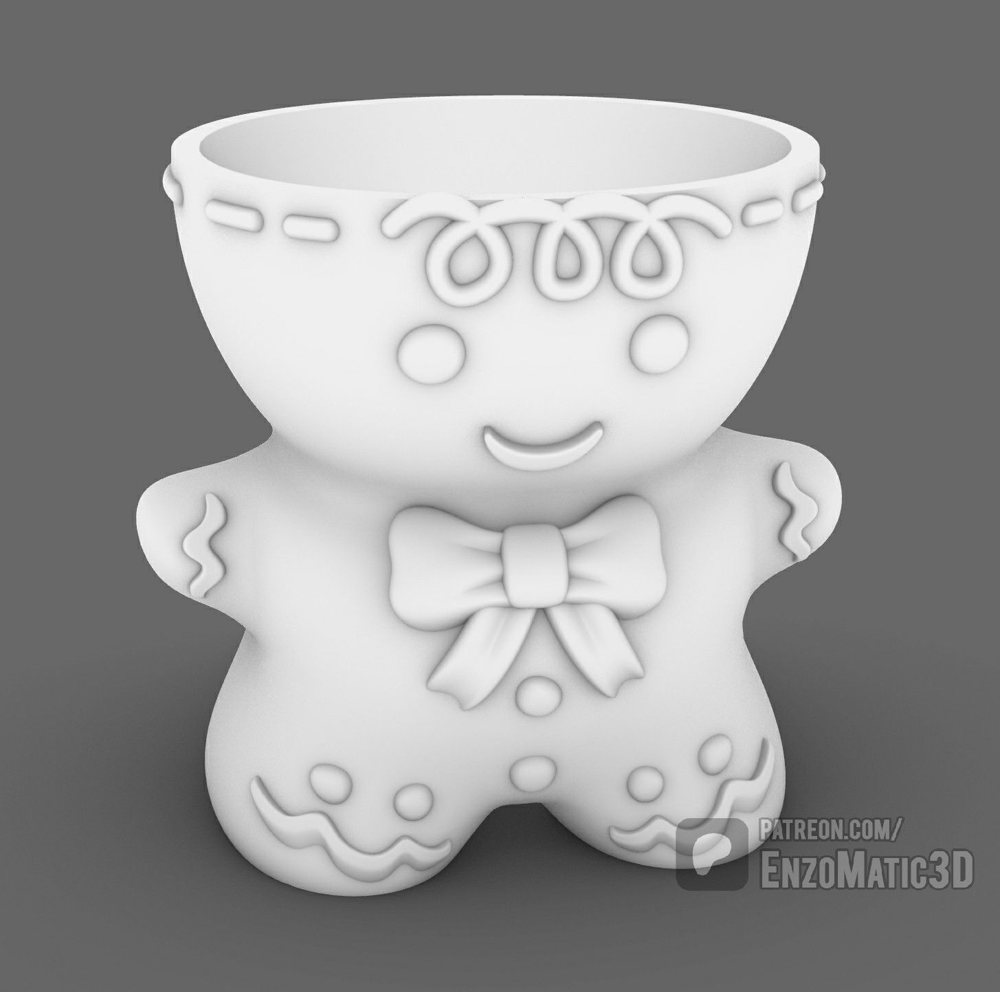 Christmas cookie gingerbread man planter pencil holder STL 3MF 3D print model_3