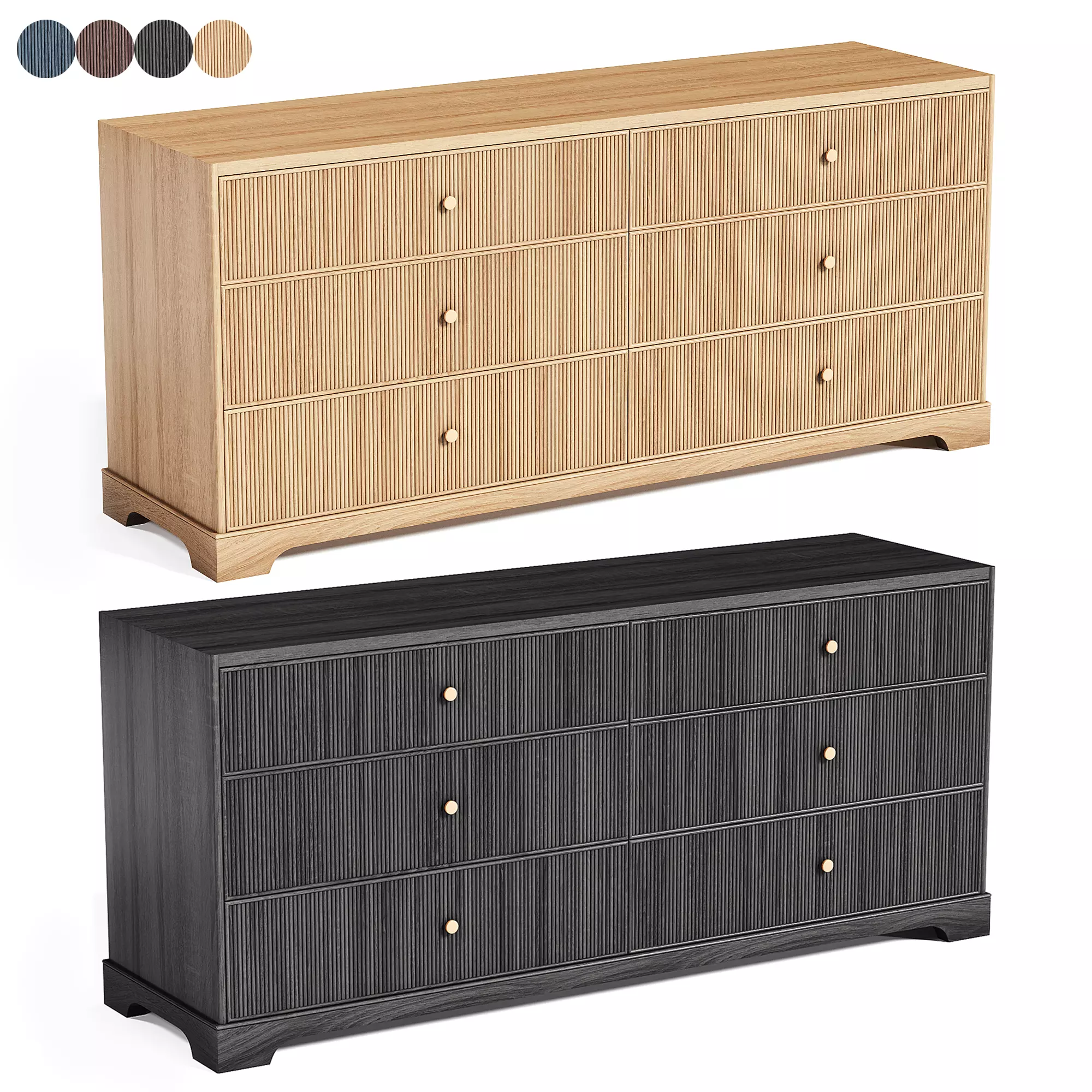 Genevieve Reeded 6 Drawer Dresser 3D model