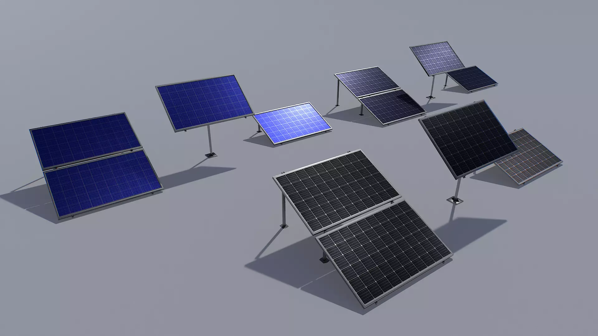 Solar panel pack Low-poly 3D model