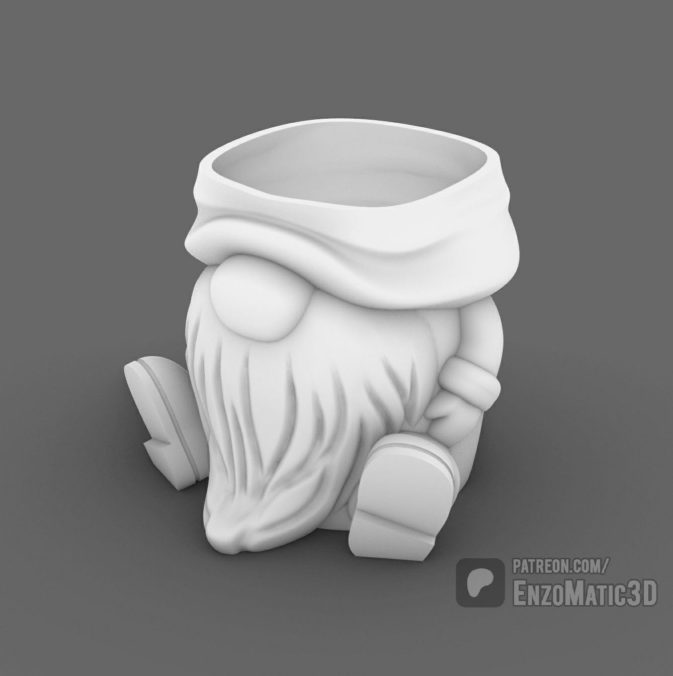 Christmas Gnome flower pot pencil holder STL 3MF 3D print model_4