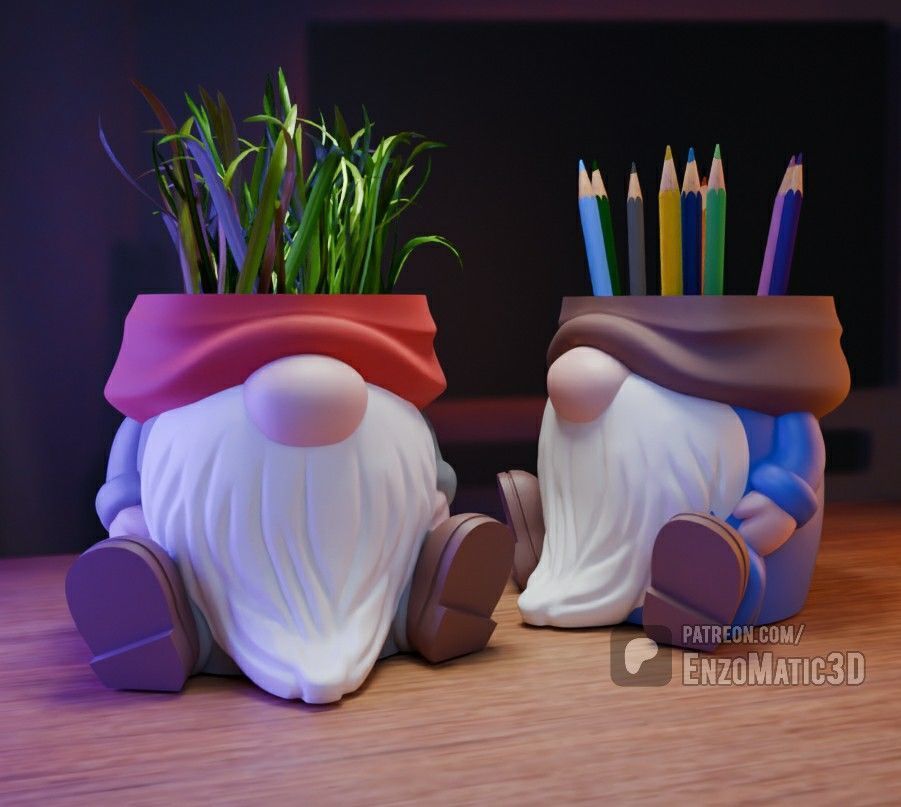 Christmas Gnome flower pot pencil holder STL 3MF 3D print model_1