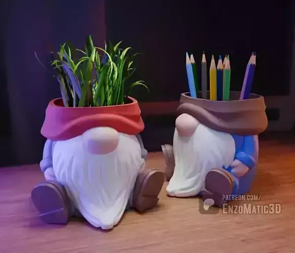 Christmas Gnome flower pot pencil holder STL 3MF 3D print model Christmas Gnome flower pot pencil holder STL 3MF 3D print model