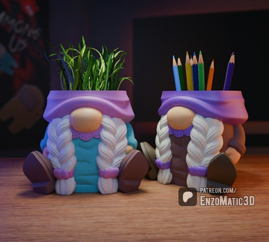 christmas Mama Gnome planter pencil holder STL 3MF 3D print model_1
