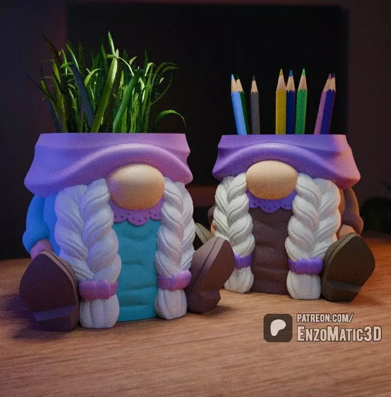 christmas Mama Gnome planter pencil holder STL 3MF 3D print model_0