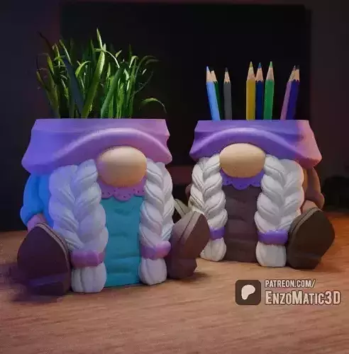 christmas Mama Gnome planter pencil holder STL 3MF 3D print model christmas Mama Gnome planter pencil holder STL 3MF 3D print model