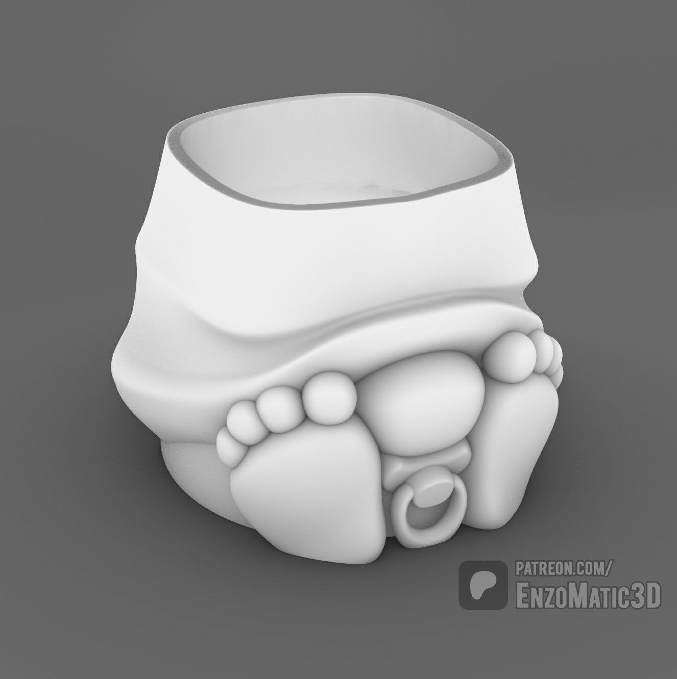 christmas Baby Gnome flower pot pencil holder 3MF STL 3D print model_3