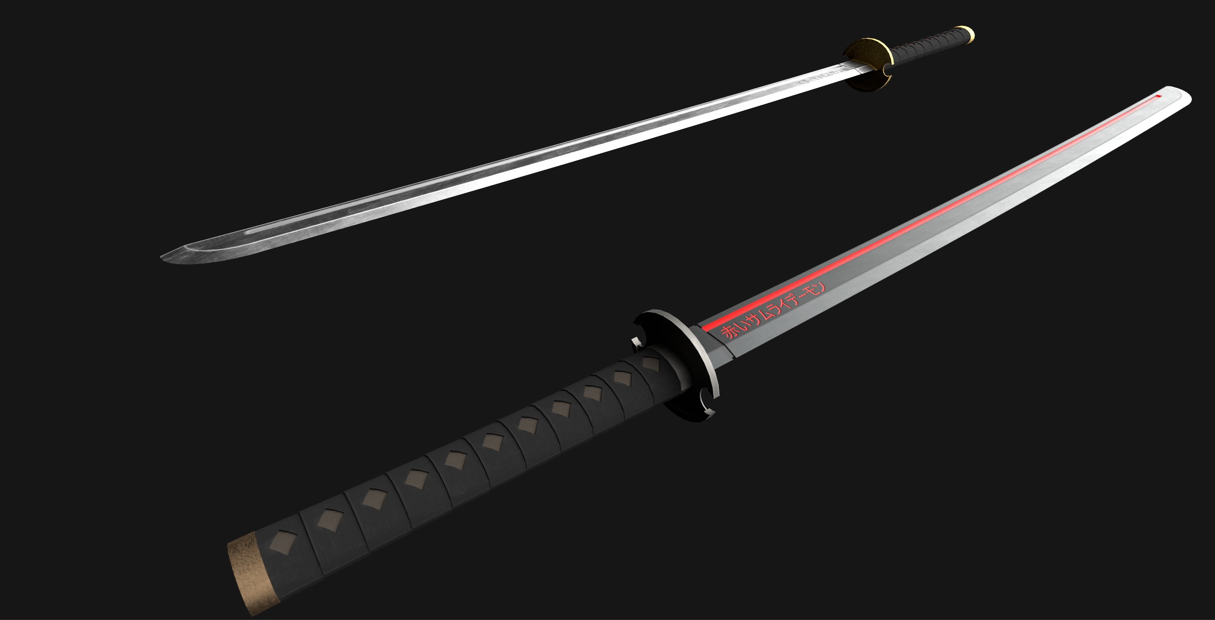 Katana Low-poly 3D model_9