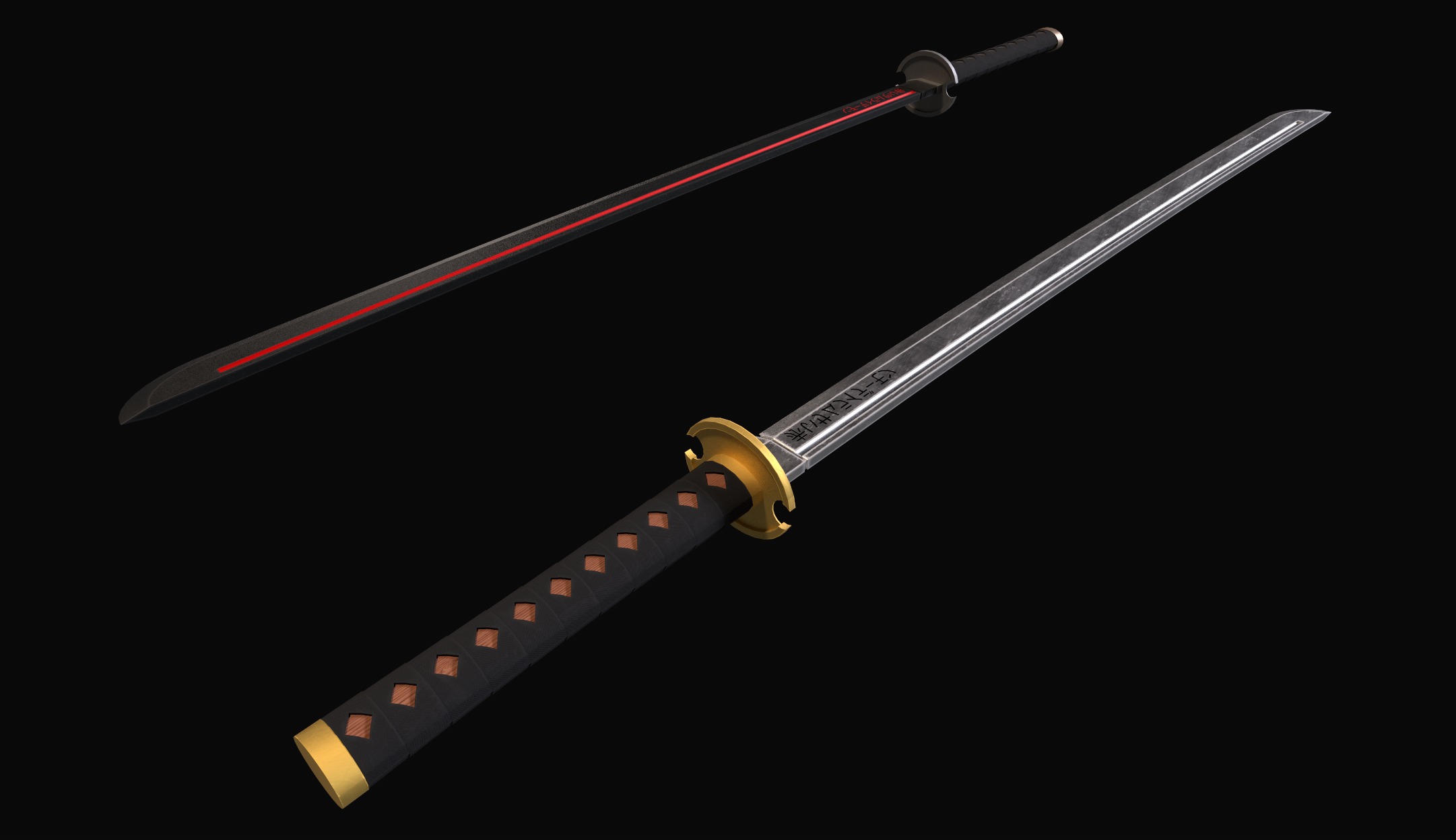 Katana Low-poly 3D model_10