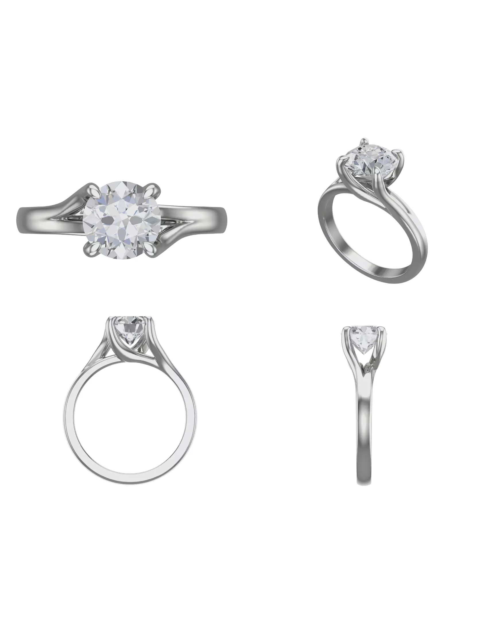 Round Lab grown Solitaire ring 3D print model
