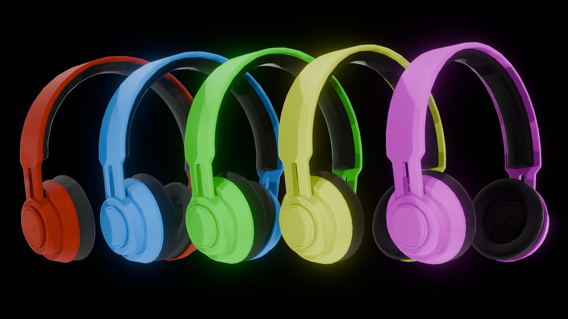 Headphones Low-poly 3D model_14