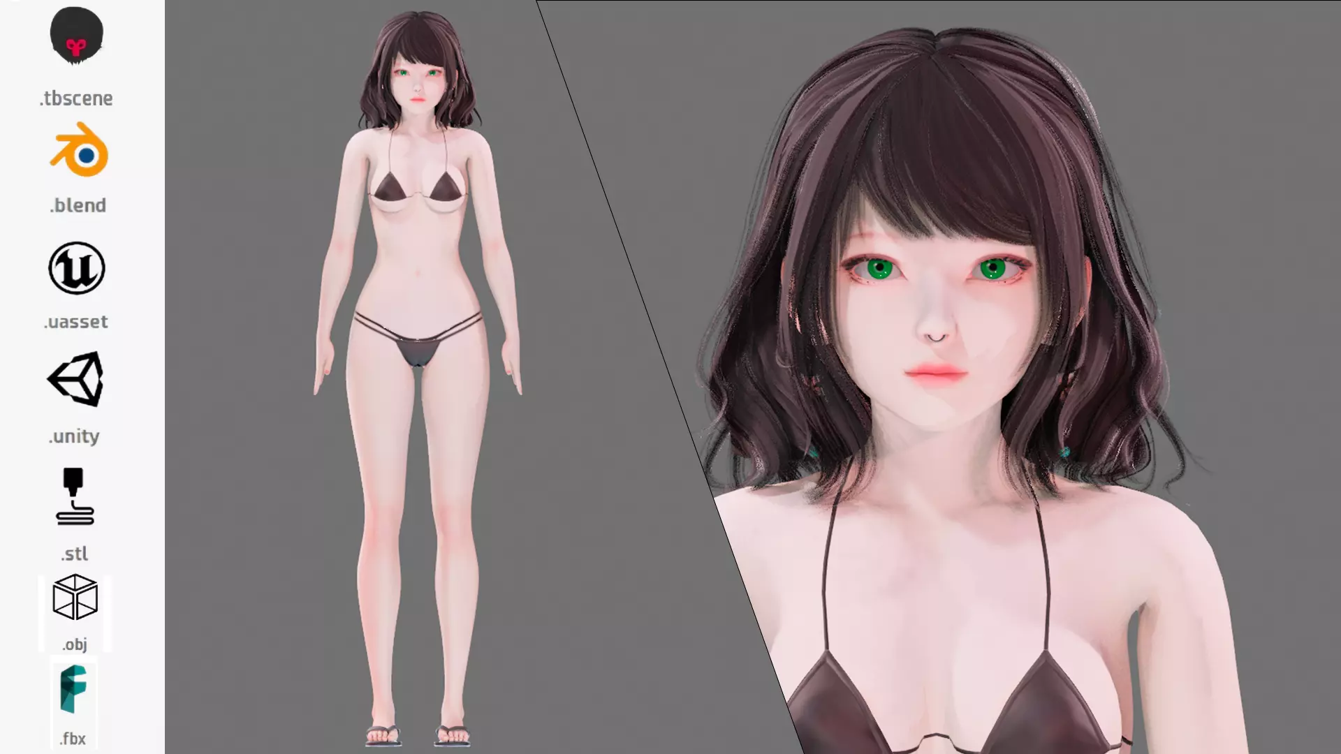 Bikini 0010 - UE5 - Unity - Blender - Animated Low-poly 3D model_0