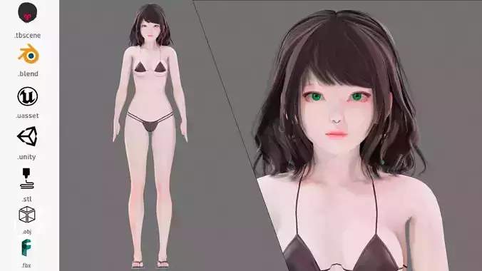 Bikini 0010 - UE5 - Unity - Blender - Animated