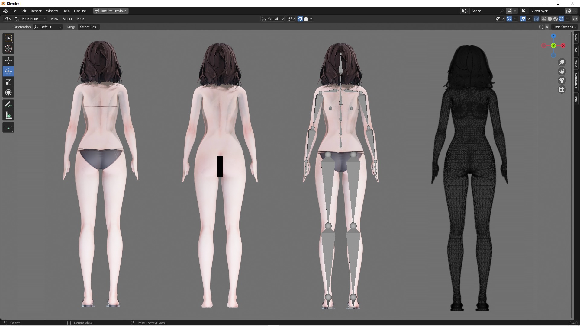 Bikini 0010 - UE5 - Unity - Blender - Animated Low-poly 3D model_4