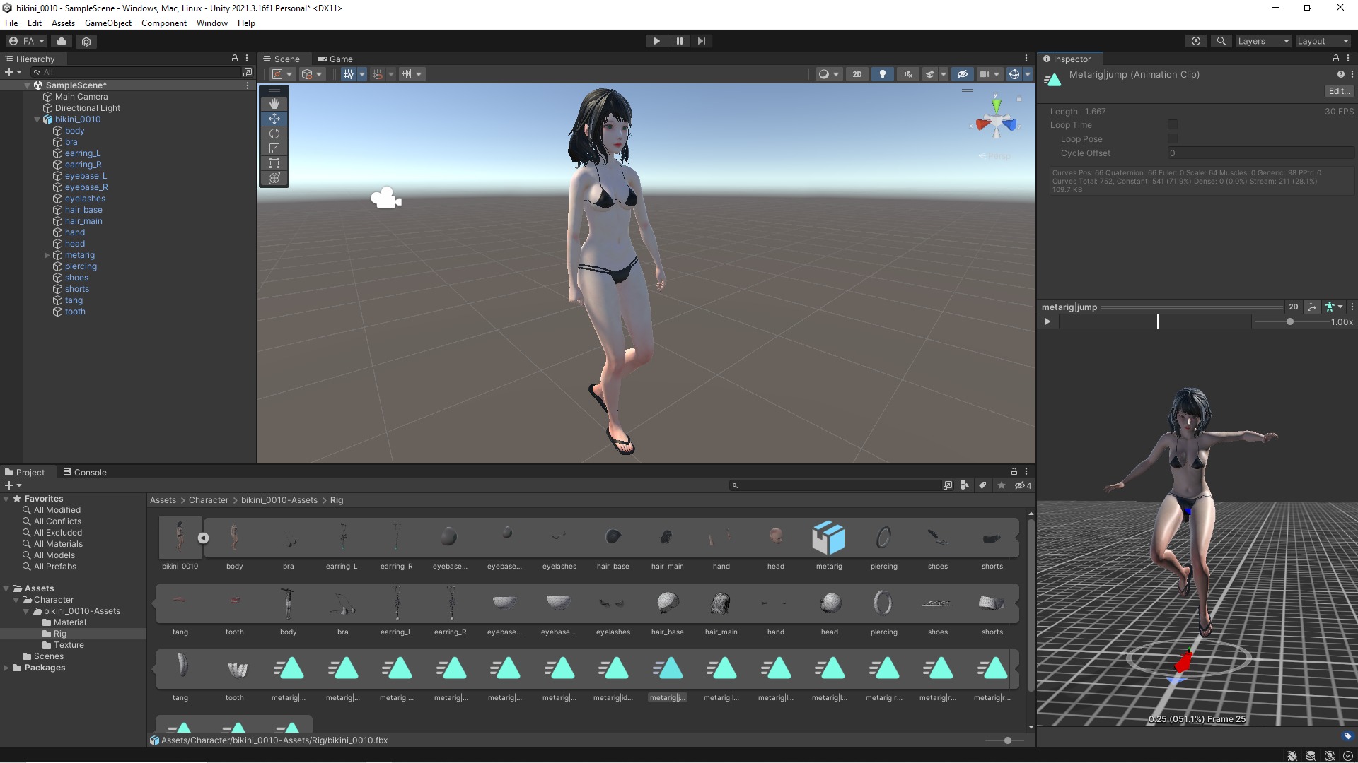 Bikini 0010 - UE5 - Unity - Blender - Animated Low-poly 3D model_9