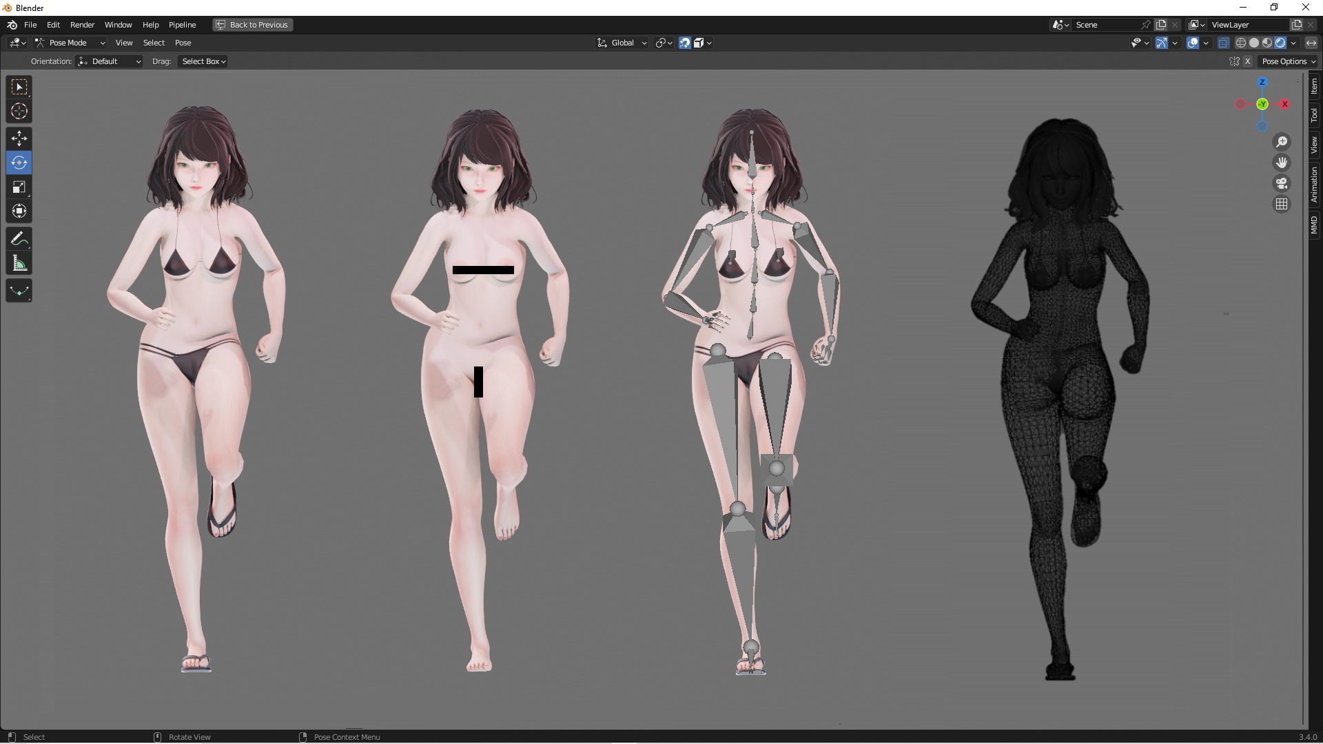 Bikini 0010 - UE5 - Unity - Blender - Animated Low-poly 3D model_5