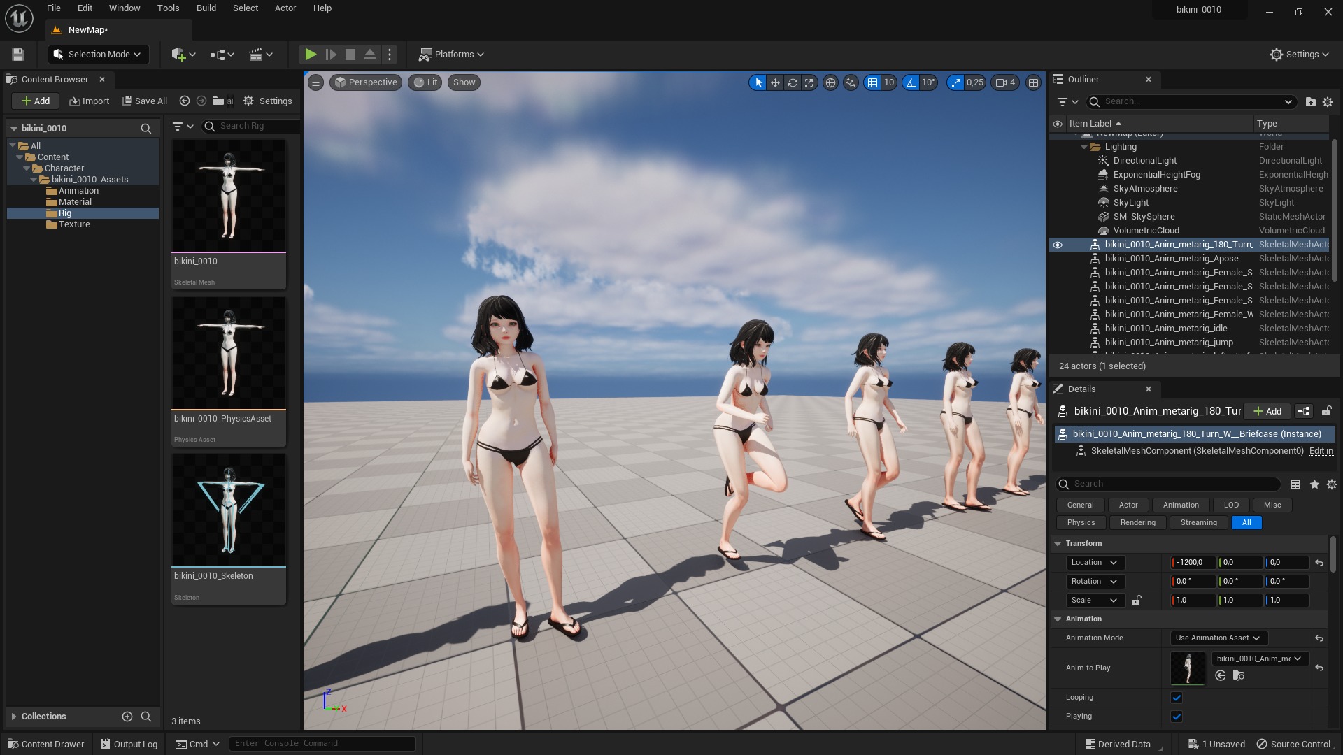 Bikini 0010 - UE5 - Unity - Blender - Animated Low-poly 3D model_8