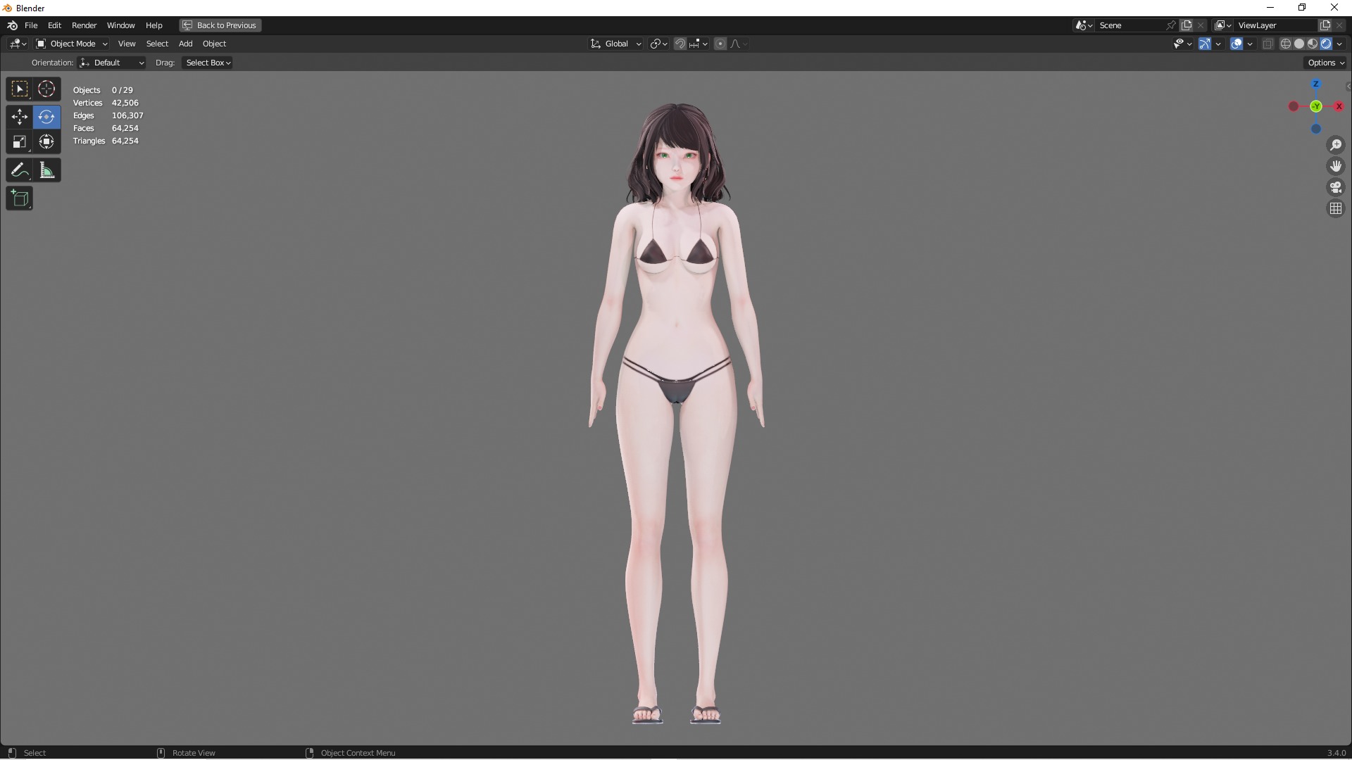 Bikini 0010 - UE5 - Unity - Blender - Animated Low-poly 3D model_7