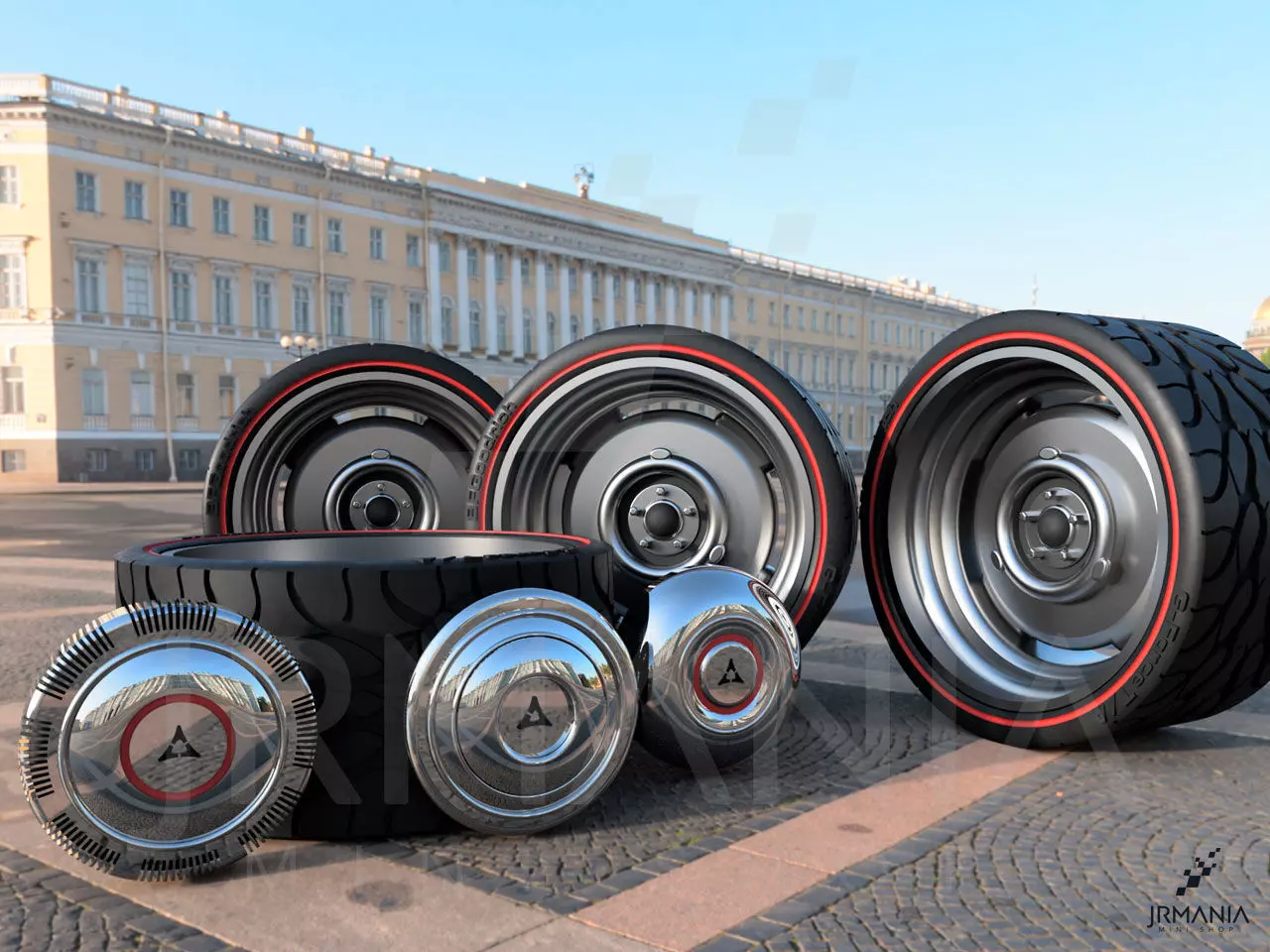 JrMania Mopar Steelies plus Tires 3D print model_0