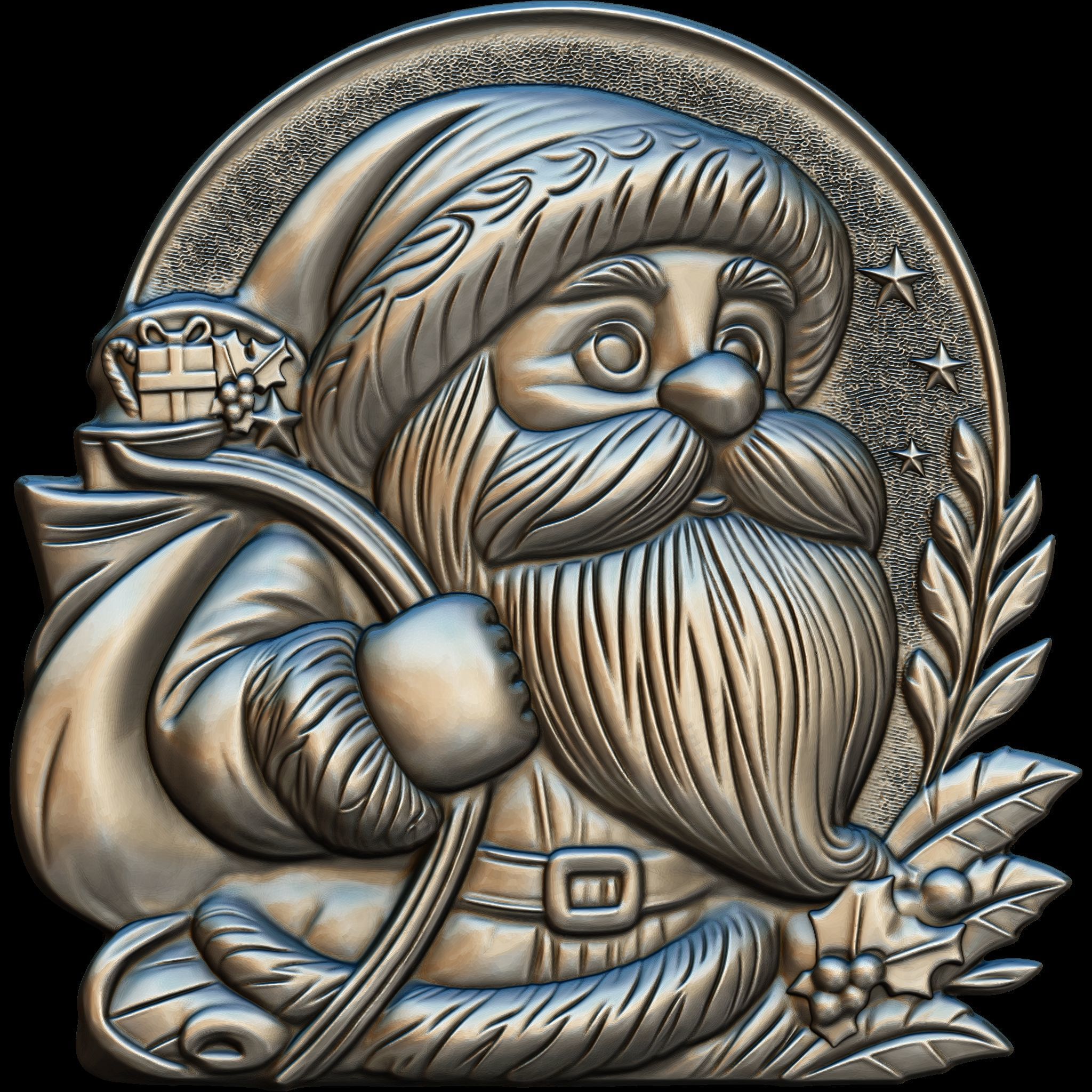 7 Minimal Santa No1 STL file for 3d Printing or CNC 3D print model_13