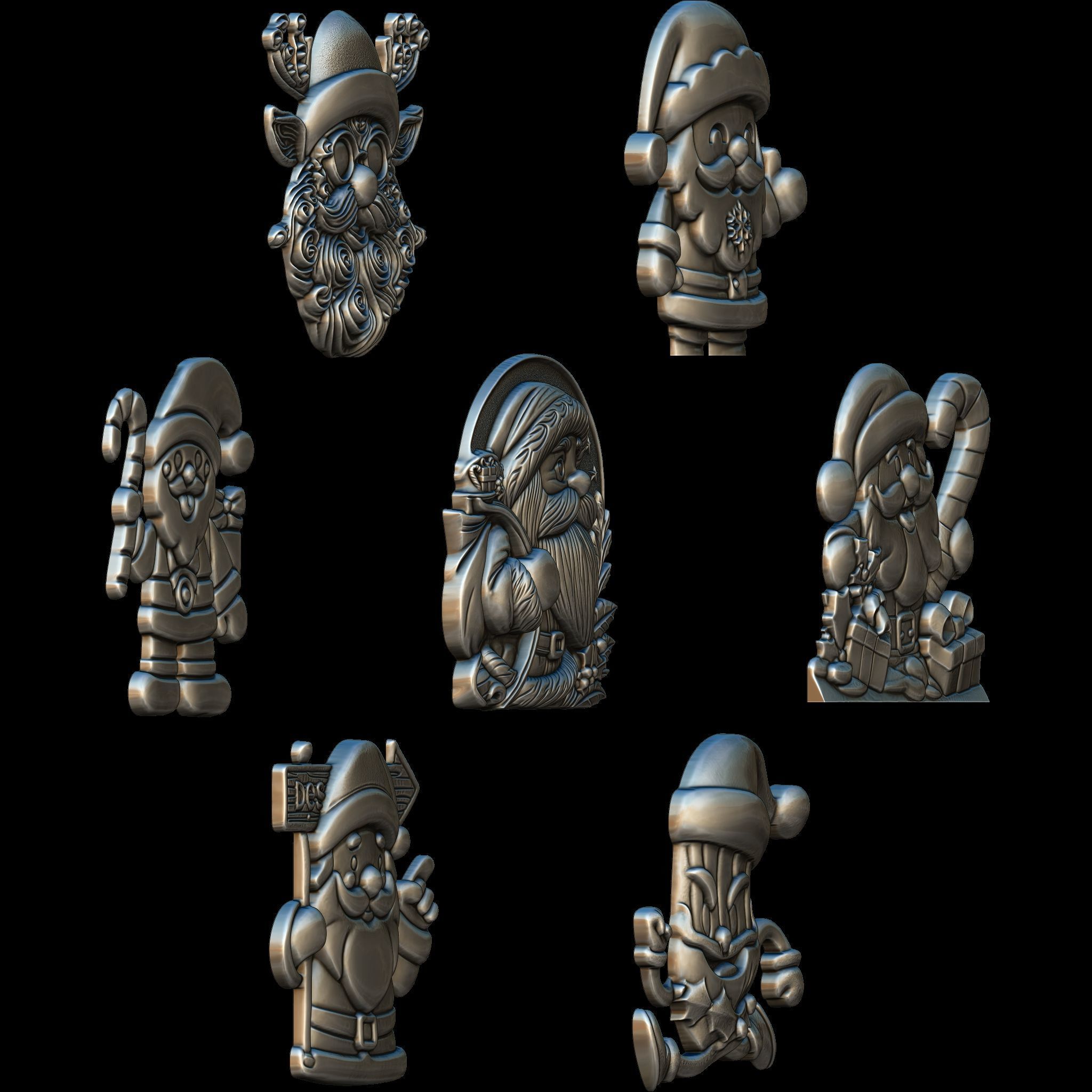 7 Minimal Santa No1 STL file for 3d Printing or CNC 3D print model_1