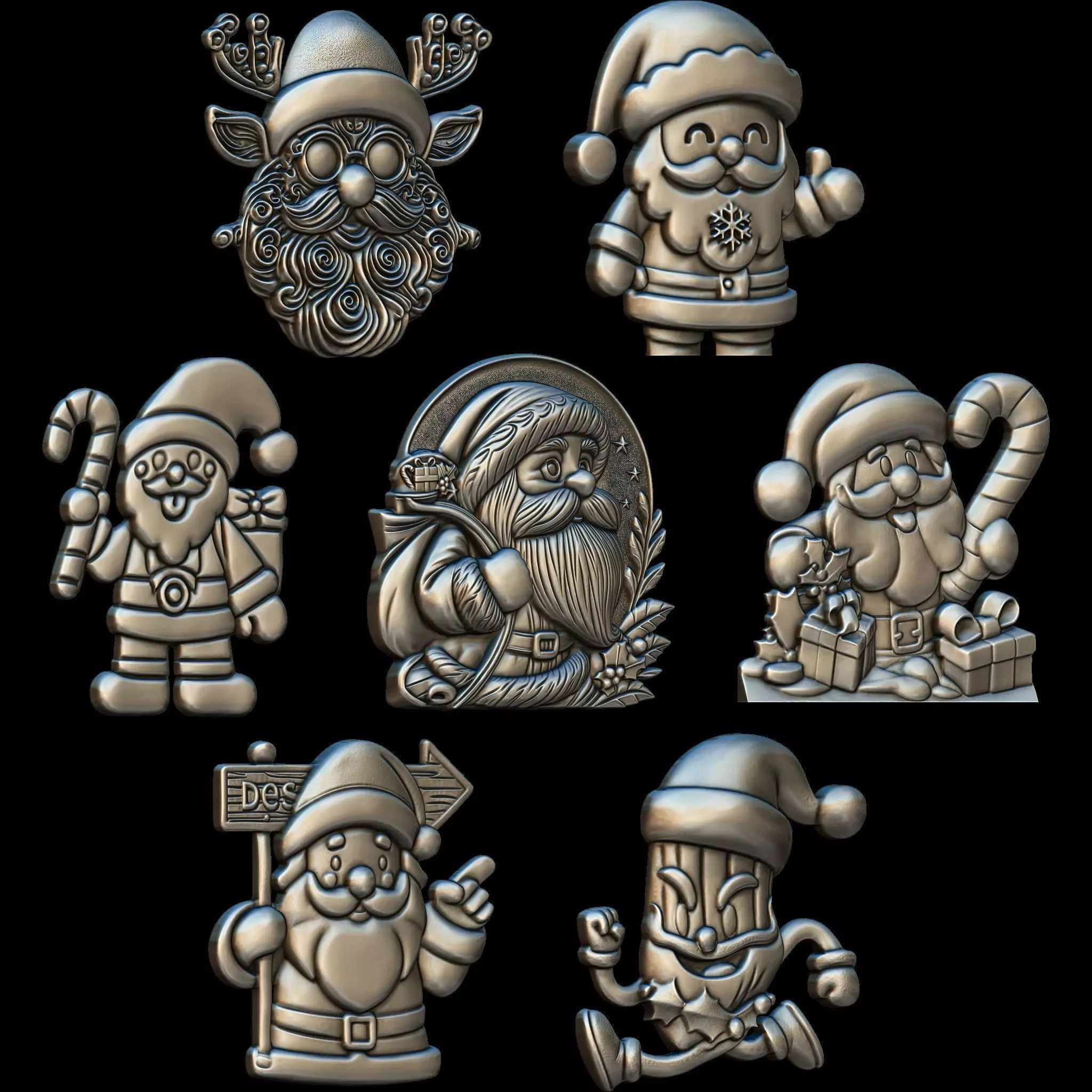 7 Minimal Santa No1 STL file for 3d Printing or CNC 3D print model_0