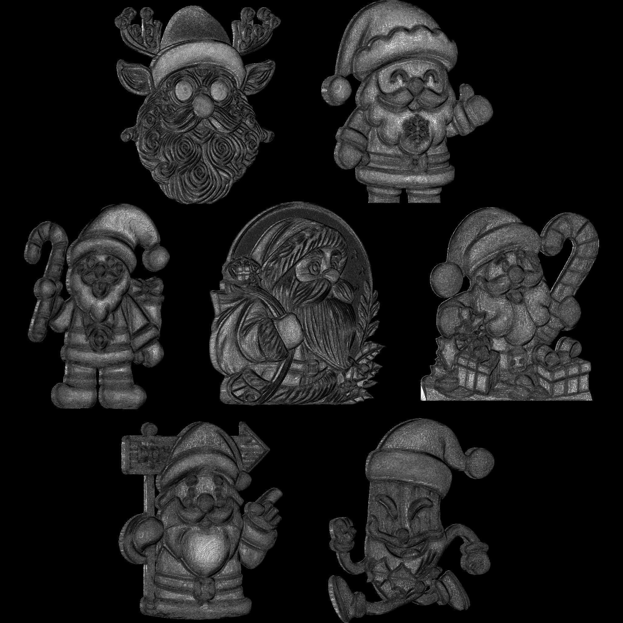 7 Minimal Santa No1 STL file for 3d Printing or CNC 3D print model_6