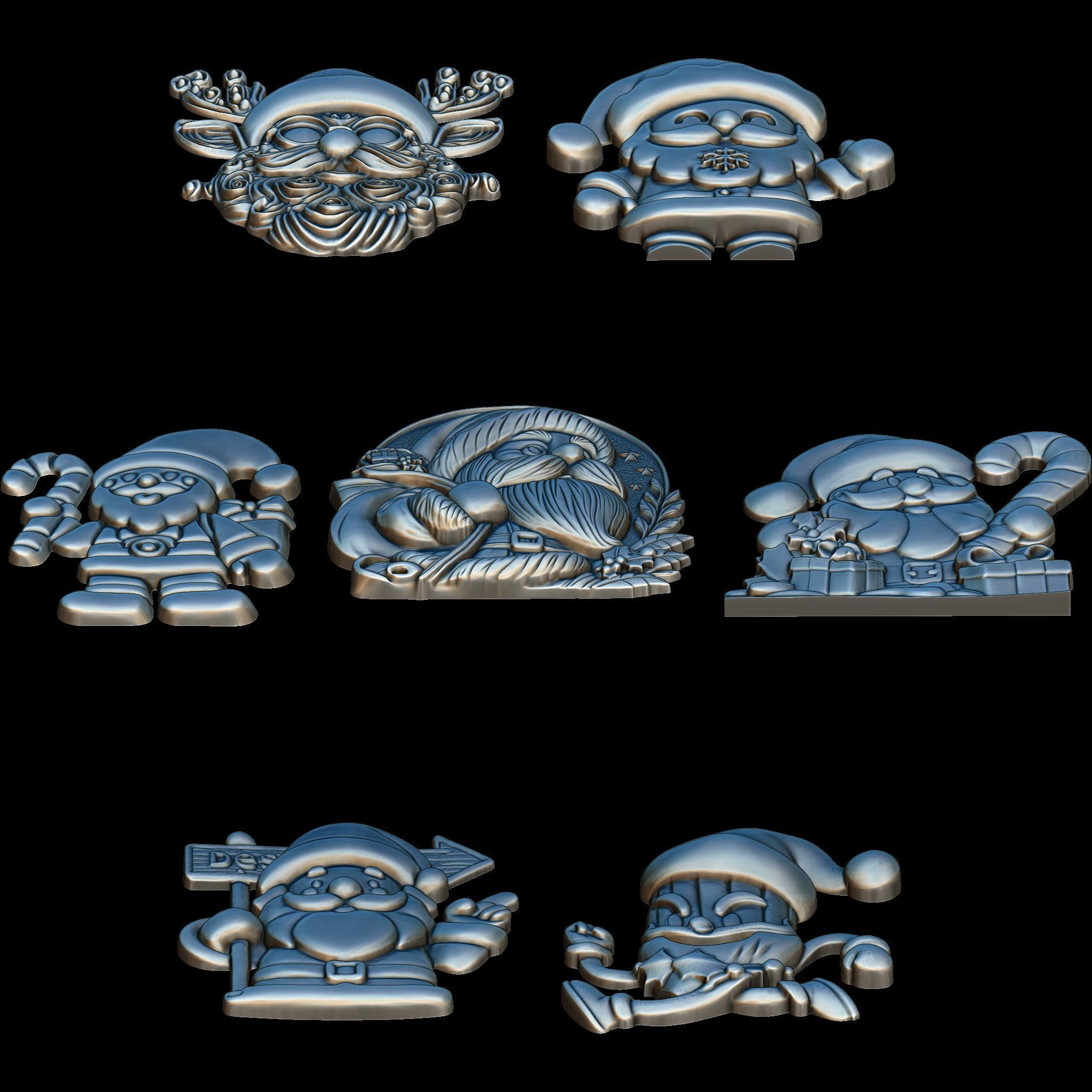 7 Minimal Santa No1 STL file for 3d Printing or CNC 3D print model_4