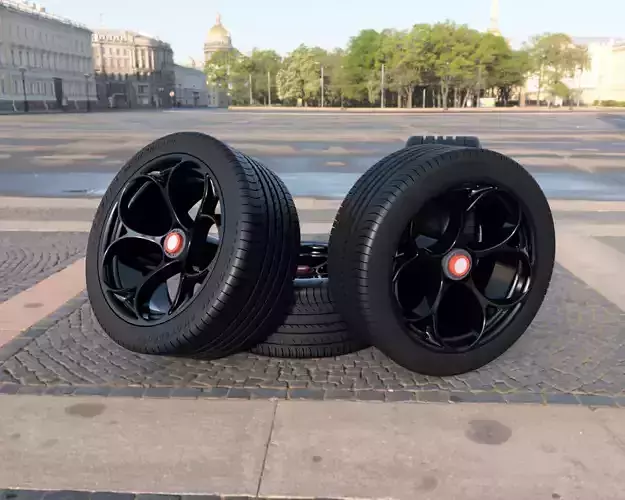 Alfa Romeo GTAm Wheels plus Tires 3D print model