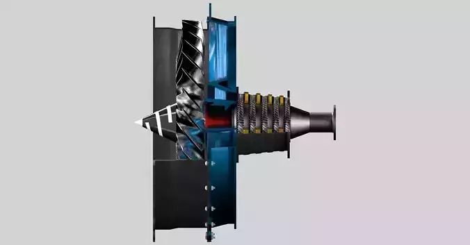 Turbofan Engine - Fan and Compressor Section with Housing