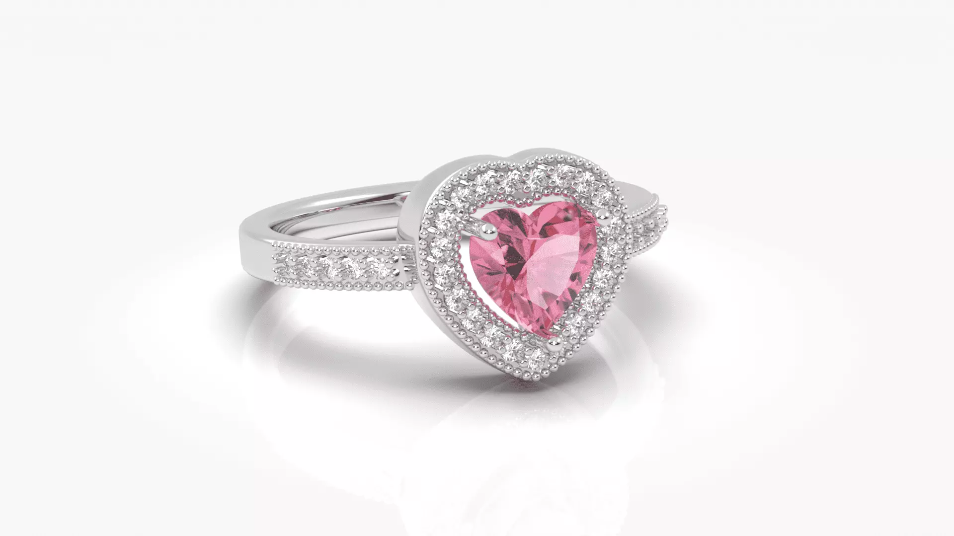 gemstone diamond heart ring 3D print model 3D print model