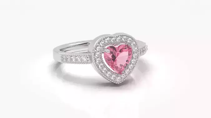 gemstone diamond heart ring 3D print model