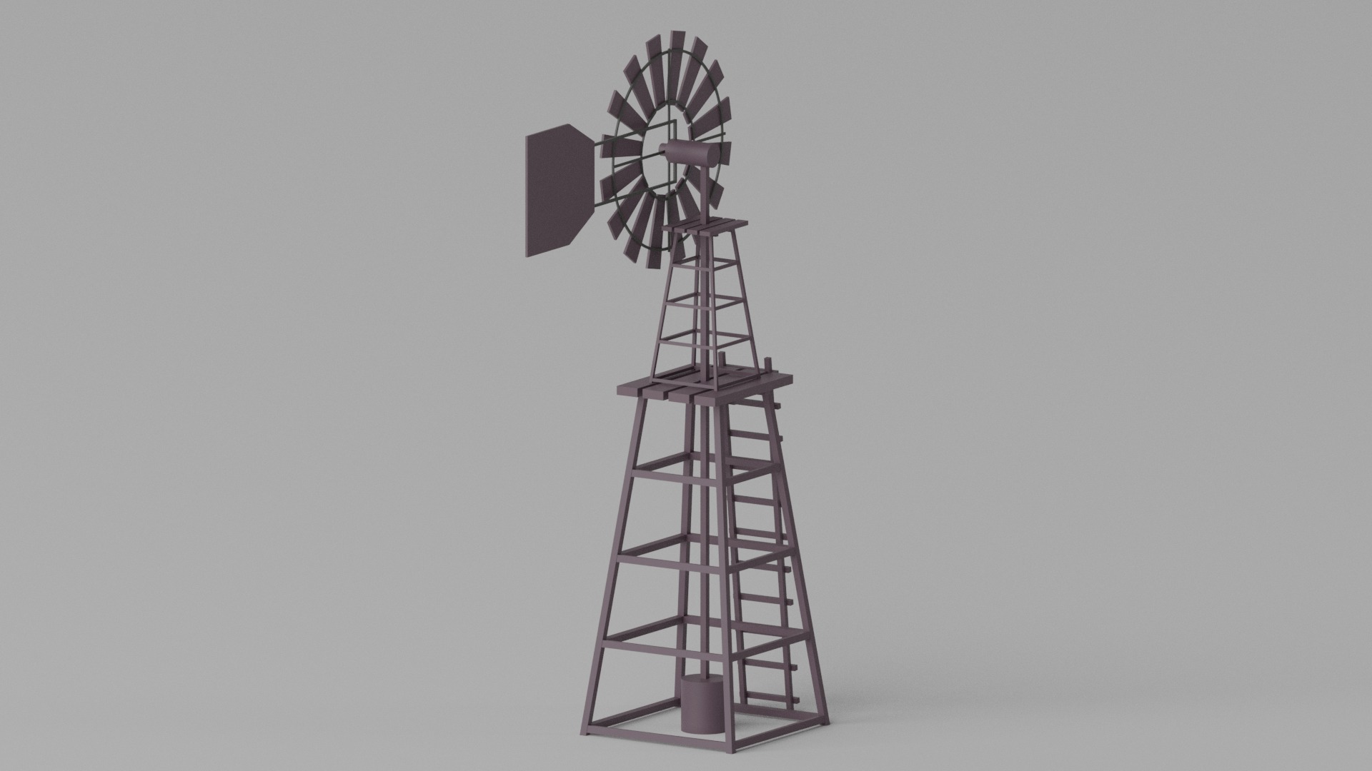 Cartoon Western Windmill 3D model_3