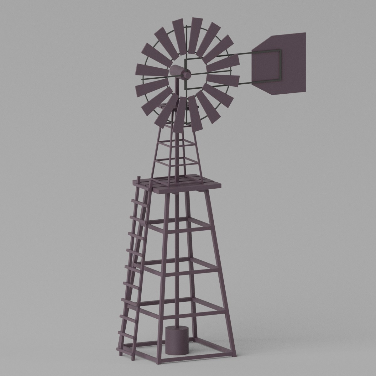 Cartoon Western Windmill 3D model_7