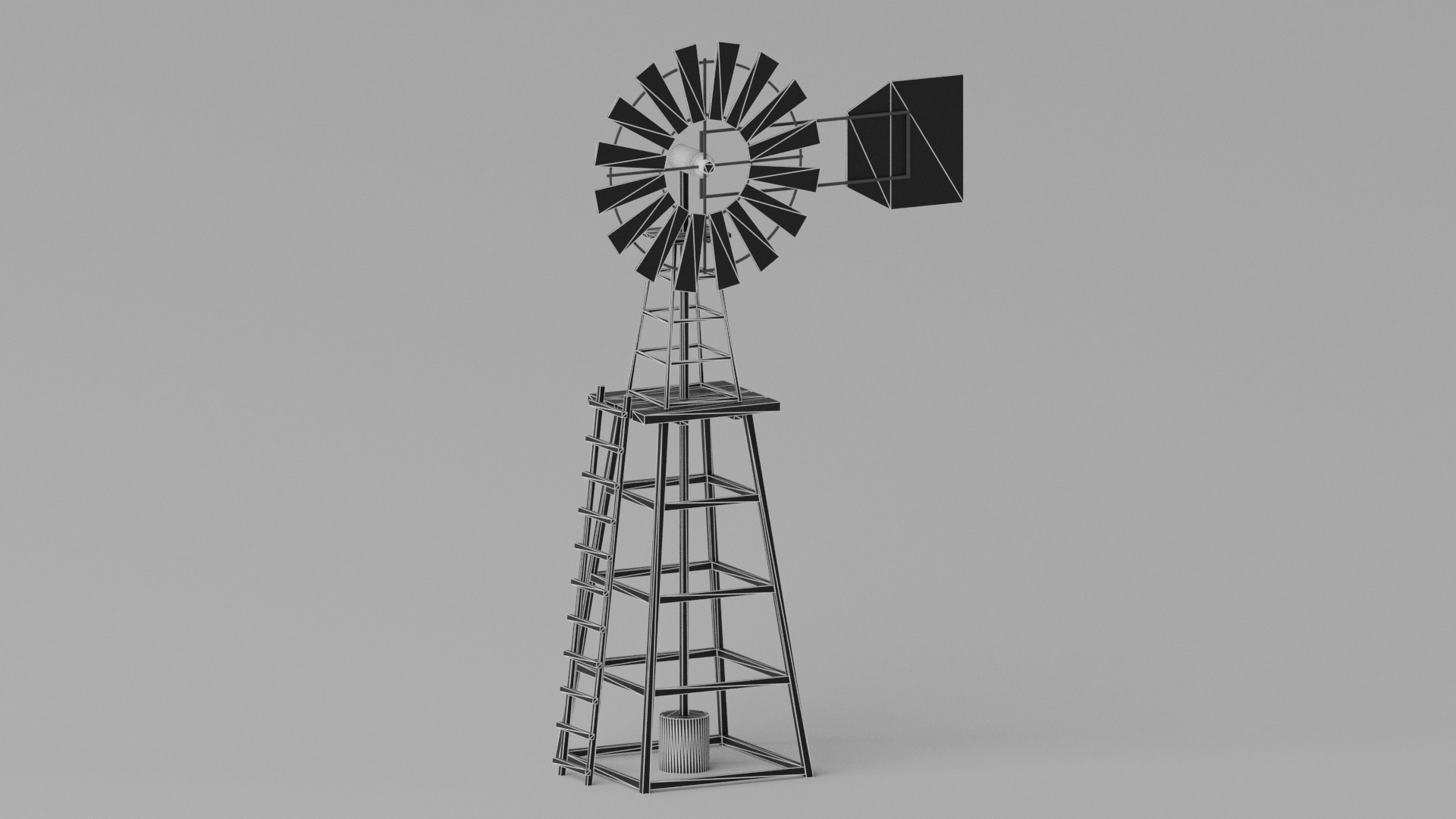 Cartoon Western Windmill 3D model_6
