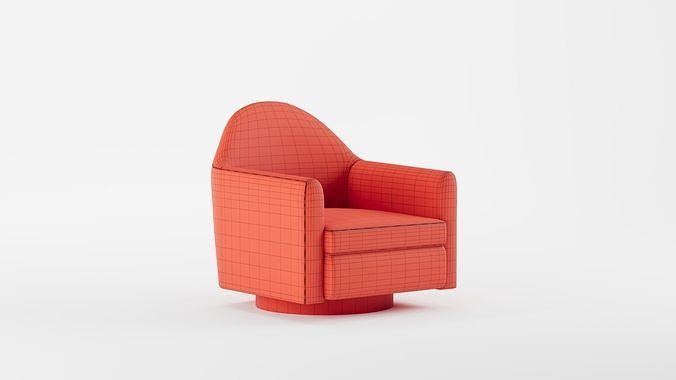 Haven Swivel Chair Poly Performance Velvet Dijon Dark Walnut 3D model 6